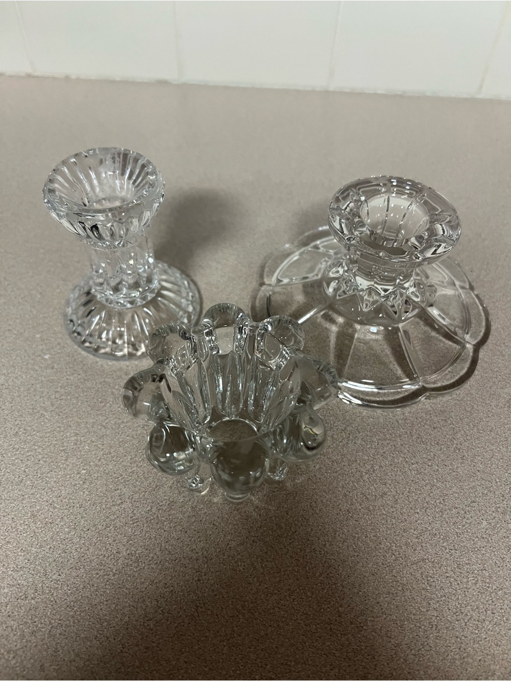 Clear Glass Candle Holders Set - Elegant Home Accents